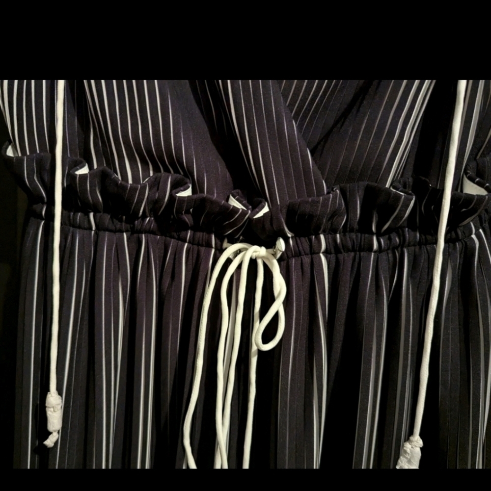 C/MEO Collective Dream Chaser Pleated Striped Wide Leg Deep V Jumpsuit - Picture 5 of 6